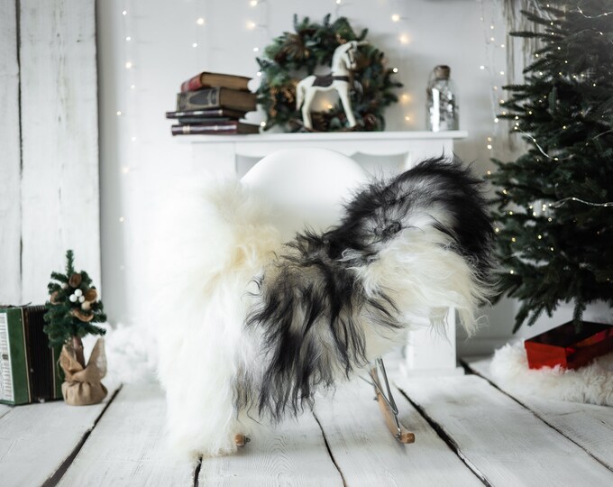 Real Icelandic Sheepskin Rug Scandinavian Decor Sofa Christmas Sheepskin throw Chair Cover Natural Sheep Skin Rugs Ivory Black #Iceland564
