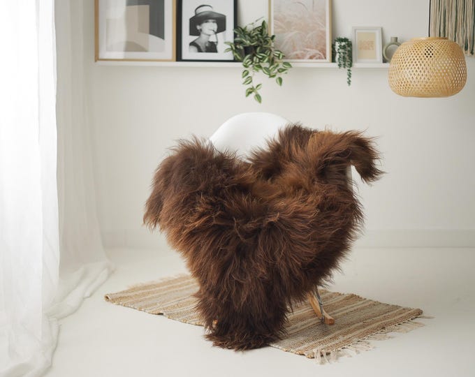 Real Icelandic Sheepskin Rug Scandinavian Decor Sofa Sheepskin throw Chair Cover Natural Sheep Skin Rugs Brown #IS224