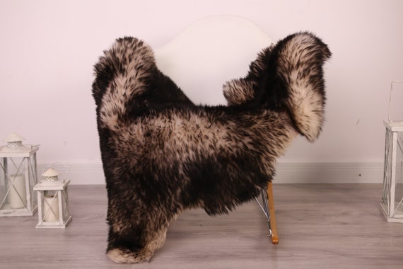 Real Sheepskin Rug Shaggy Rug Chair Cover Sheepskin Throw Sheep Skin Black White Sheepskin Home Decor Rugs #8her6