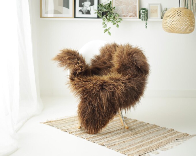 Real Icelandic Sheepskin Rug Scandinavian Decor Sofa Sheepskin throw Chair Cover Natural Sheep Skin Rugs Brown #IS55