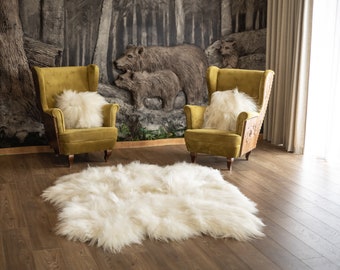 Genuine Natural icelandic creamy white Sheepskin Rug, Giant sheepskin rug, sexto sheepskin rug