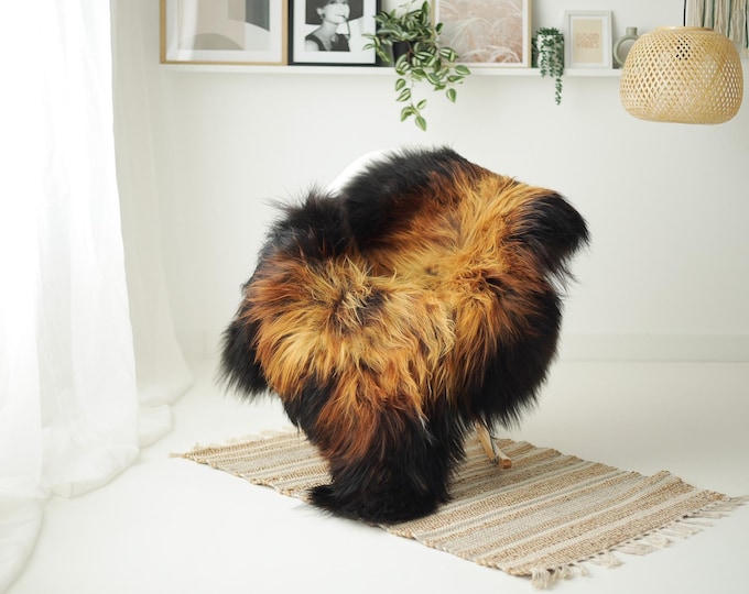 Real Icelandic Sheepskin Rug Scandinavian Decor Sofa Sheepskin throw Chair Cover Natural Sheep Skin Rugs Brown Black #IS62