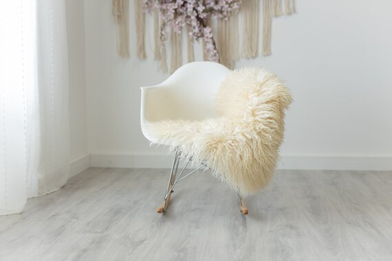 Real Sheepskin Rug Genuine Rare Curly Sheepskin Rugs - Curly Fur Rug Scandinavian Sheep skin - White Sheepskin #G8