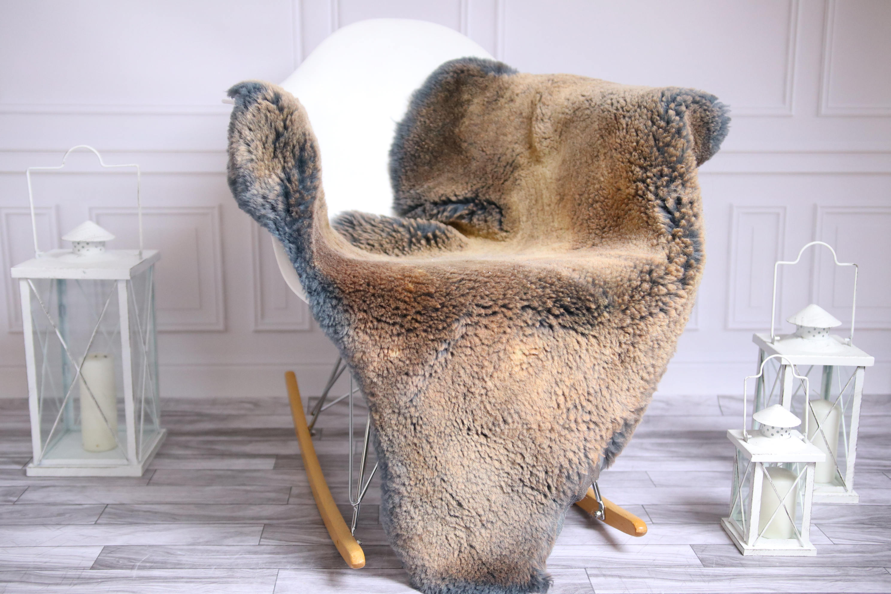 Scandinavian Sheepskin Rug Copper Gray Sheepskin Rug Copper