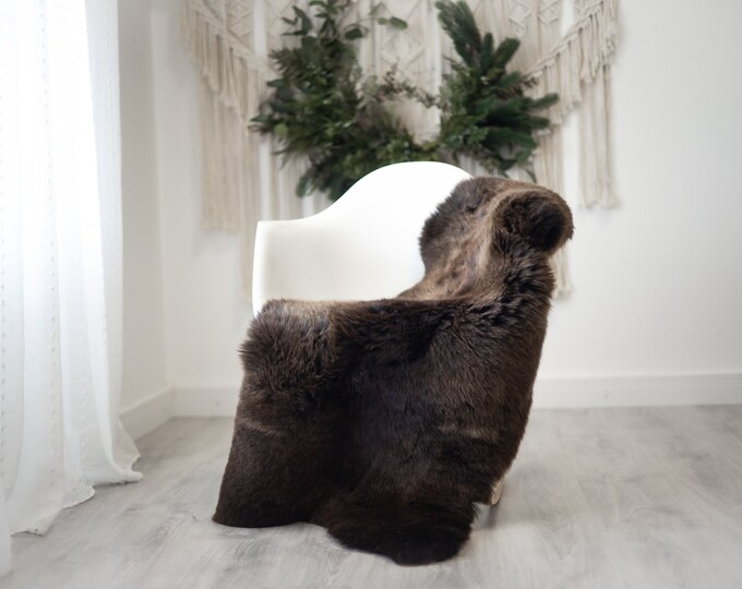 Real Sheepskin Rug Shaggy Rug Chair Cover Scandinavian Home Sheepskin Throw Sheep Skin Brown Sheepskin Home Decor Rugs #herdwik358