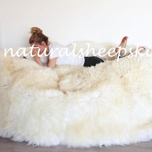 Huge Bean bag bed Creamy White | Sheepskin Bean Bag | Sheepskin Pouf | Fur Bean Bag Giant Bean Bag Furry Bean Bag | Bean Bag | Beanbag |