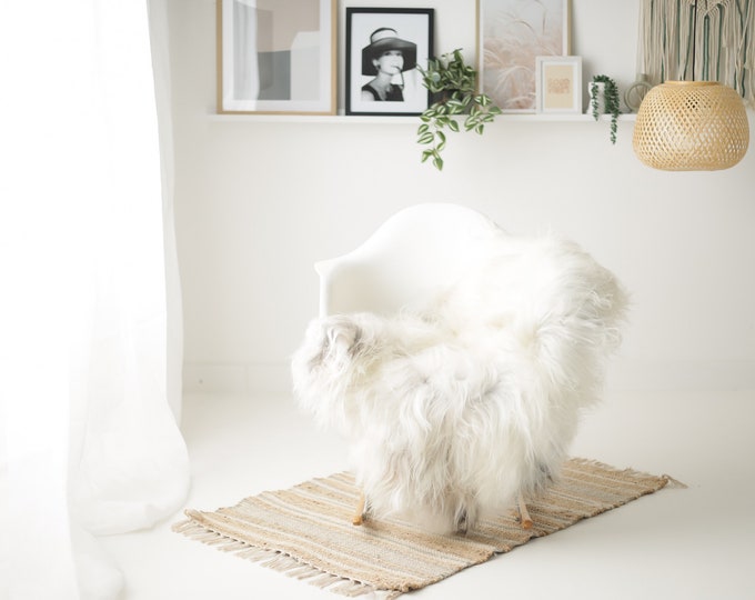 Real Icelandic Sheepskin Rug Scandinavian Decor Sofa Sheepskin throw Chair Cover Natural Sheep Skin Rugs Ivory Beige #Iceland1565