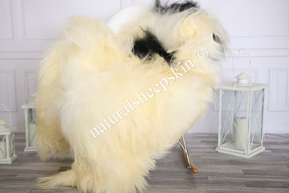 Icelandic Sheepskin | Real Sheepskin Rug | Sheepskin Rug Beige Black | Fur Rug | Homedecor #MAYISL23