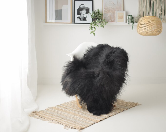 Real Icelandic Sheepskin Rug Scandinavian Decor Sofa Sheepskin throw Chair Cover Natural Sheep Skin Rugs Gray Black #Iceland1544