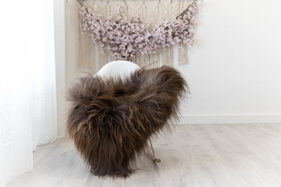 Real Icelandic Sheepskin Rug Scandinavian Decor Sofa Sheepskin throw Chair Cover Natural Sheep Skin Rugs Brown #Iceland292