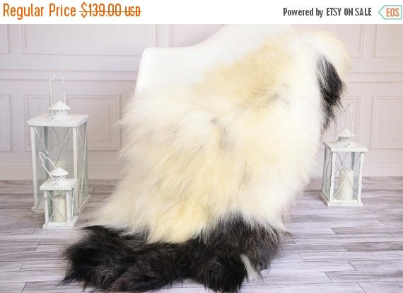 ON SALE Icelandic Sheepskin | Real Sheepskin Rug | Icelandic Sheepskin rug | iVORY black Sheepskin | Xxl Giant #Isljun20