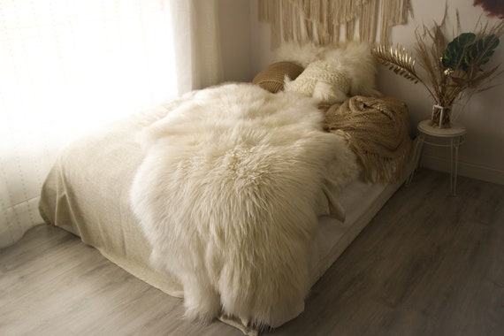 Quattro Sheepskin Rug | Long rug | Shaggy Rug | Chair Cover | Runner Rug | White Rug | Creamy White Sheepskin
