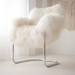 Exclusive Vintage Mid Century ICELANDIC Sheepskin Chair chrome, metal