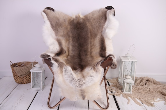 Reindeer Hide | Reindeer Rug | Reindeer Skin | Throw XXL EXTRA LARGE - Scandinavian Style Christmas Decor Brown White Hide #Lre1