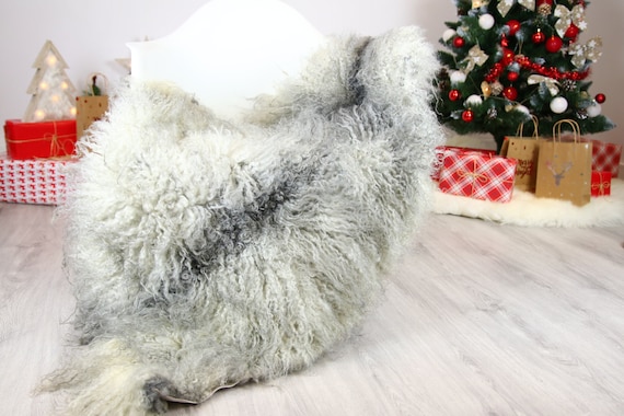 Genuine Rare Gotland Sheepskin Rug - Curly Fur Rug - Natural Sheepskin - Gray Sheepskin #CHRISTGOT15