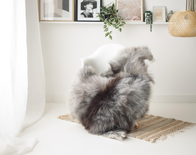 Real Icelandic Sheepskin Rug Scandinavian Home Decor Sofa Sheepskin throw Chair Cover Natural Sheep Skin Rugs Gray Black #IS154