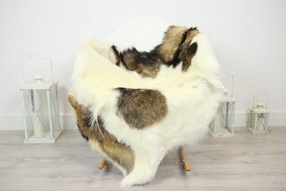 Natural real Goatskin rug, Goat Hide Goat Rug Beige Brown #Goat20