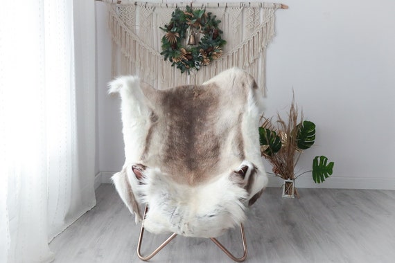Reindeer Hide | Reindeer Rug | Reindeer Skin | Throw XXL EXTRA LARGE - Scandinavian Style Christmas Decor Brown White Hide #Pre1