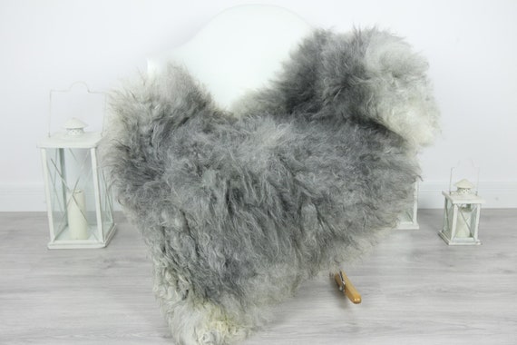 Genuine Rare Gotland Sheepskin Rug - Curly Fur Rug - Natural Sheepskin - Gray Sheepskin #CURLY20