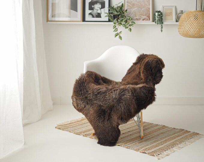 Real Sheepskin Rug Shaggy Rug Chair Cover Scandinavian Home Sheepskin Throw Sheep Skin Brown Sheepskin Home Decor Rugs #Mher148