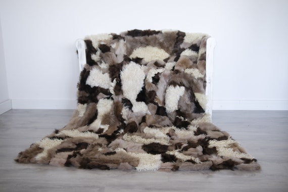 Luxurious Toscana Sheepskin Real Fur Throw | Real Fur Blanket | Sheepskin throw | Throw | Fu993