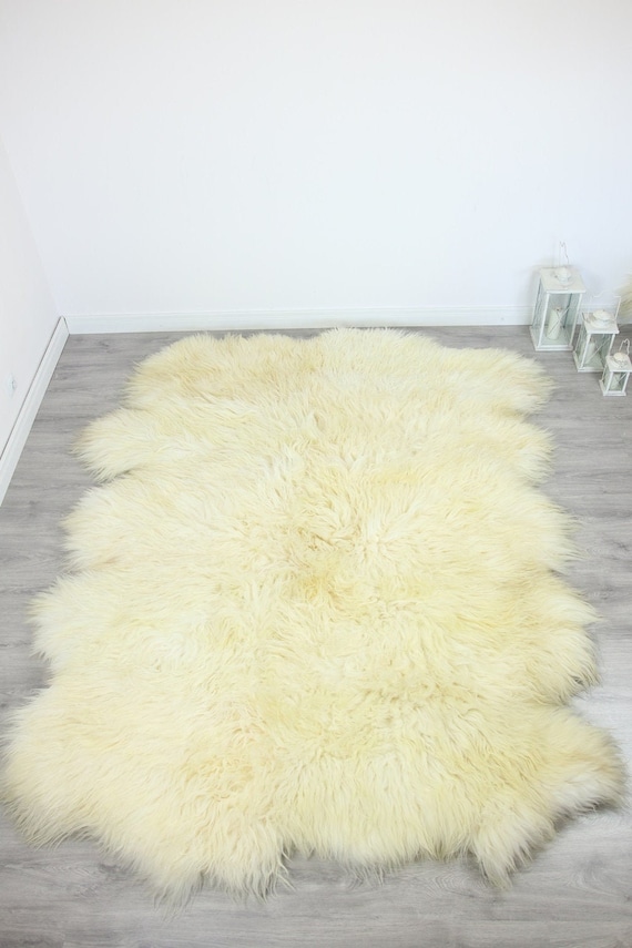 Genuine Natural Icelandic Throw Blanket Sheepskin Rug White Bed