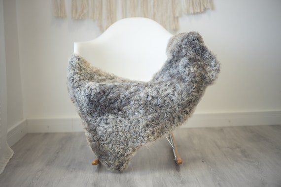Real Sheepskin Rug Genuine Rare Gotland Sheepskin Rus - Curly Fur Rug Scandinavian Sheep skin - Gray Sheepskin #G43