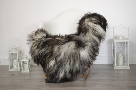 Real Icelandic Sheepskin Rug Scandinavian Decor Sofa Sheepskin throw Chair Cover Natural Sheep Skin Rugs Black Blanket Fur Rug #5is30