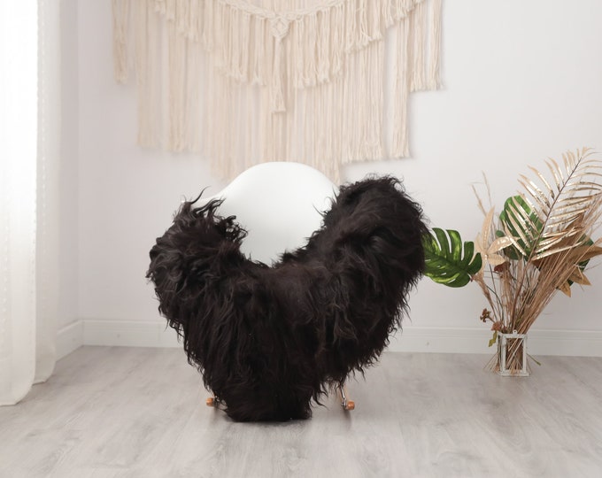 Real Icelandic Sheepskin Rug Scandinavian Decor Sofa Sheepskin throw Chair Cover Natural Sheep Skin Rugs Blanket Dark Brown #Mimisl19