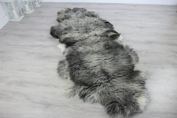 Double XXL Sheepskin Rug | Long rug | Shaggy Rug | Chair Cover | Runner Rug | Carpet | Gray Sheepskin | Sheepskin Rug | Grayszy4