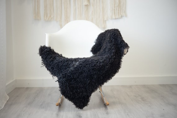 Real Sheepskin Rug Genuine Rare Gotland Sheepskin Rus - Curly Fur Rug Scandinavian Sheep skin - Gray Sheepskin #G42