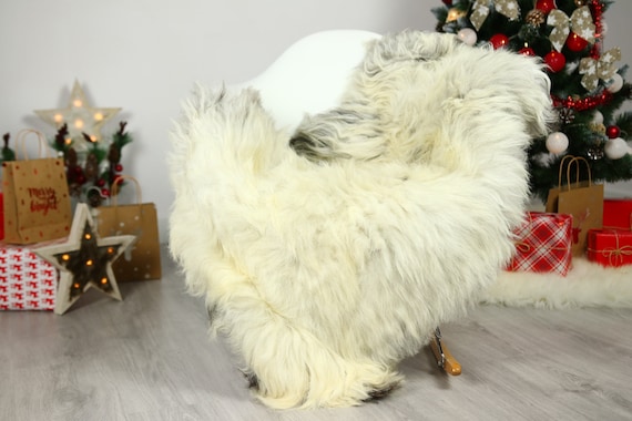 Organic Sheepskin Rug, Real Sheepskin Rug, Gute Sheepskin, Gray Beige Sheepskin Rug Christmas Home #GUTCHRIS14