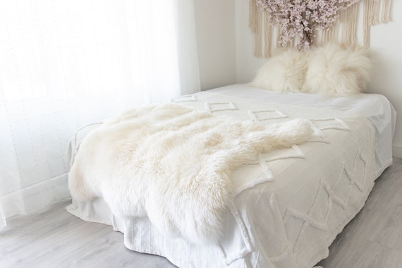 Double Sheepskin Rug | Long rug | Shaggy Rug | Chair Cover | Area Rug | Double Rug | Carpet | Sheep skin #3pol7