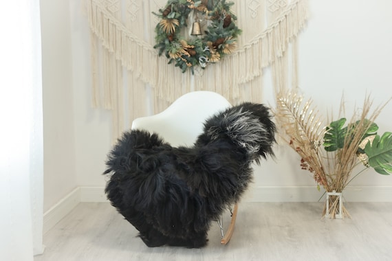 Real Icelandic Sheepskin Rug Scandinavian Decor Sofa Sheepskin throw Chair Cover Natural Sheep Skin Rugs Black White #Iceland98