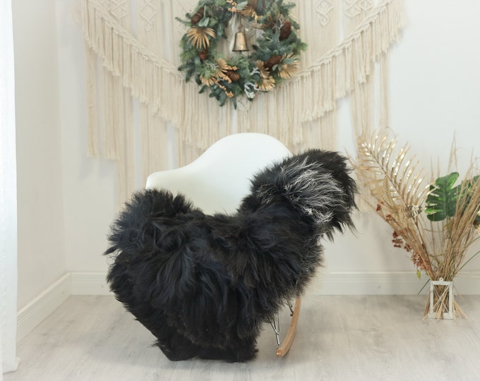 Real Icelandic Sheepskin Rug Scandinavian Decor Sofa Sheepskin throw Chair Cover Natural Sheep Skin Rugs Black White #Iceland98