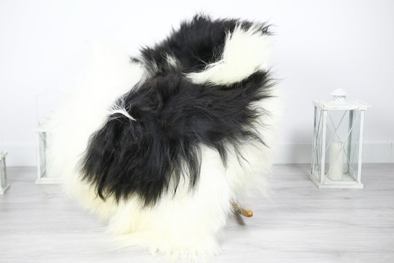 Icelandic Sheepskin | Real Sheepskin Rug | Sheepskin Rug Ivory Black | Fur Rug | Homedecor #3Isl20