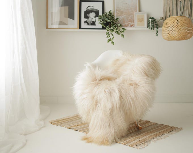 Real Icelandic Sheepskin Rug Scandinavian Decor Sofa Sheepskin throw Chair Cover Natural Sheep Skin Rugs Ivory #Iceland1647