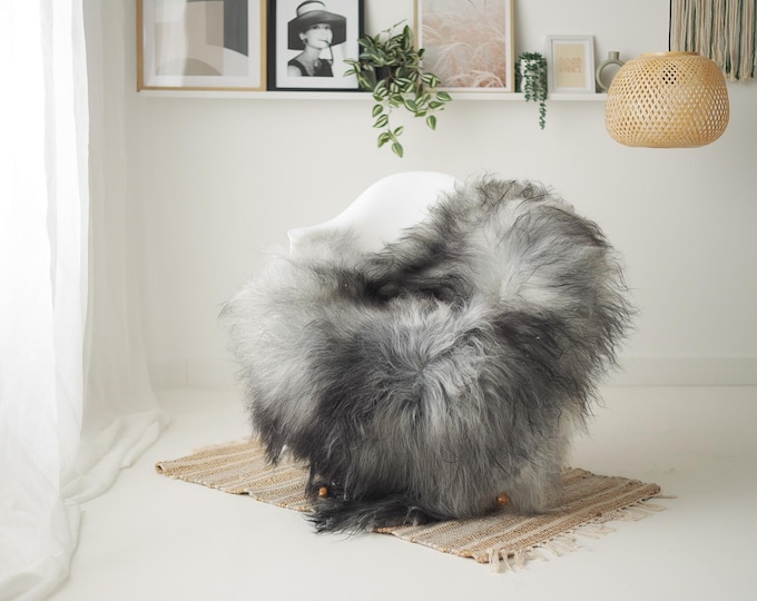 Real Icelandic Sheepskin Rug Scandinavian Decor Sofa Sheepskin throw Chair Cover Natural Sheep Skin Rugs Ivory Gray #IS229