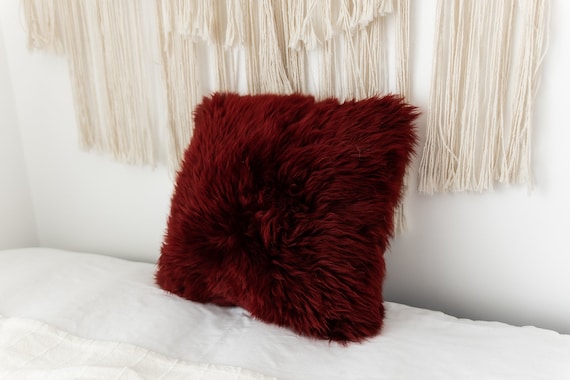 Vine Sheepskin Pillow Beautiful Natural Vine Real Sheepskin Decorative Cushion Both Side Fur Scandinavian Style