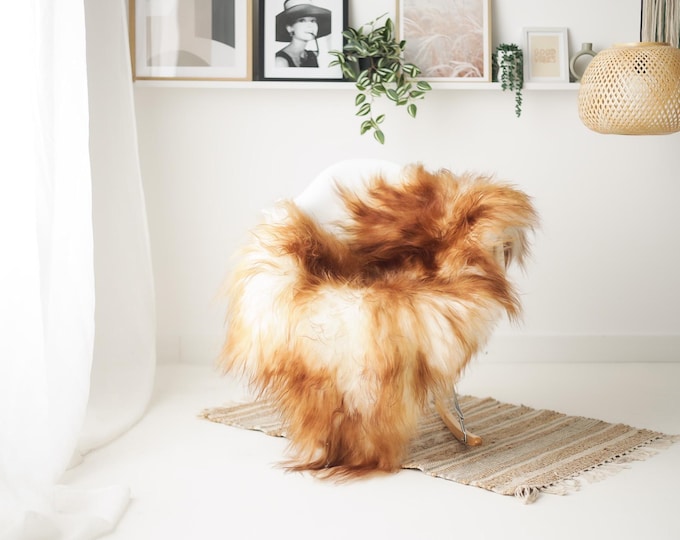 Real Icelandic Sheepskin Rug Scandinavian Home Decor Sofa Sheepskin throw Chair Cover Natural Sheep Skin Rugs Ivory Brown #IS169