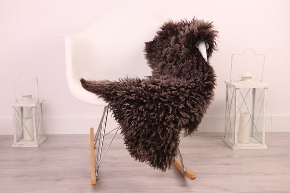 Real Sheepskin Rug Genuine Rare Gotland Sheepskin Rus - Curly Fur Rug Scandinavian Sheepvskin - Brown Sheepskin #4Margot22