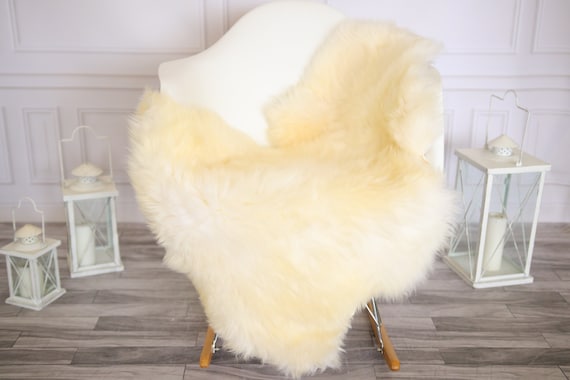 Genuine Natural Ivory Sheepskin Rug Sheepskin Throw Scandinavian Style | Scandinavian Rug| Ivory Sheepskin