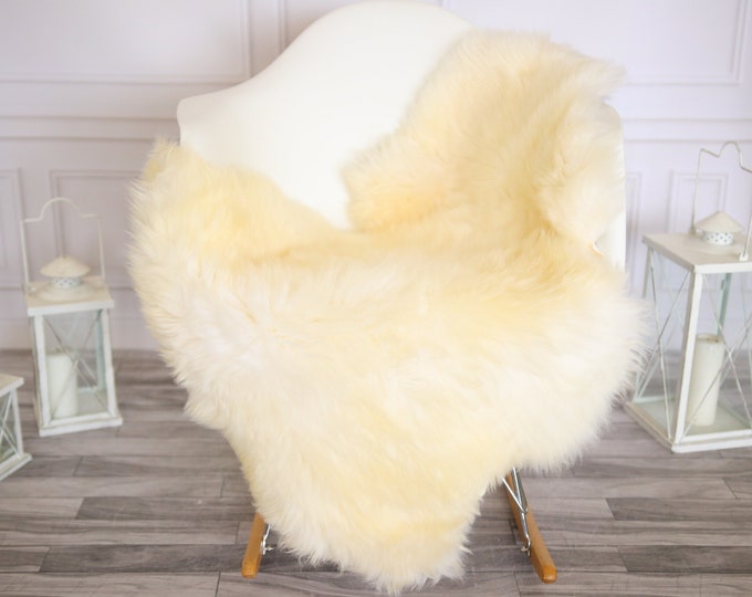 Genuine Natural Ivory Sheepskin Rug Sheepskin Throw  Scandinavian Style | Scandinavian Rug| Ivory Sheepskin