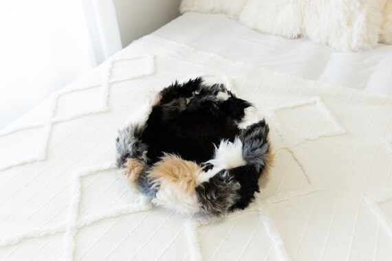 Sheepskin Cat Bed Or Dog Bed Cat Cave Unique Pet Bed Cat House Pet Furniture Hand Made With Genuine Real Sheepskin XXL Extra Large #Bed29
