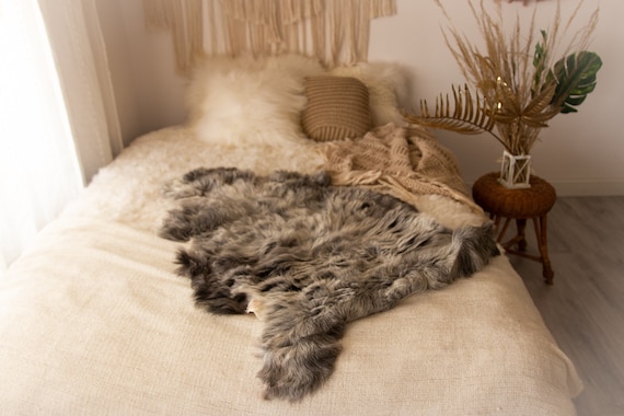 Real Sheepskin Rug Shaggy Rug Chair Cover Sheepskin Throw Sheep Skin Gray Sheepskin Home Decor Rugs Sheep skin Grey #Nugut9