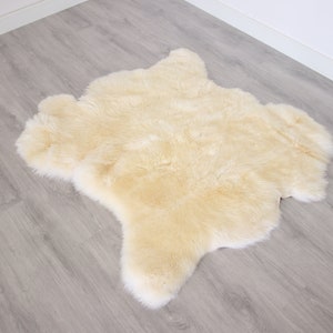 Genuine Natural creamy white Sheepskin Rug, Pelt, Giant Sheepskin throw Octo Deca image 5