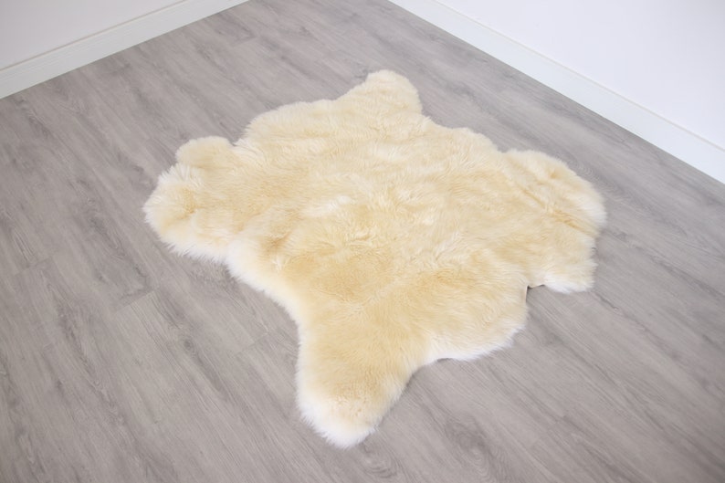 Genuine Natural creamy white Sheepskin Rug, Pelt, Giant Sheepskin throw Octo Deca image 5