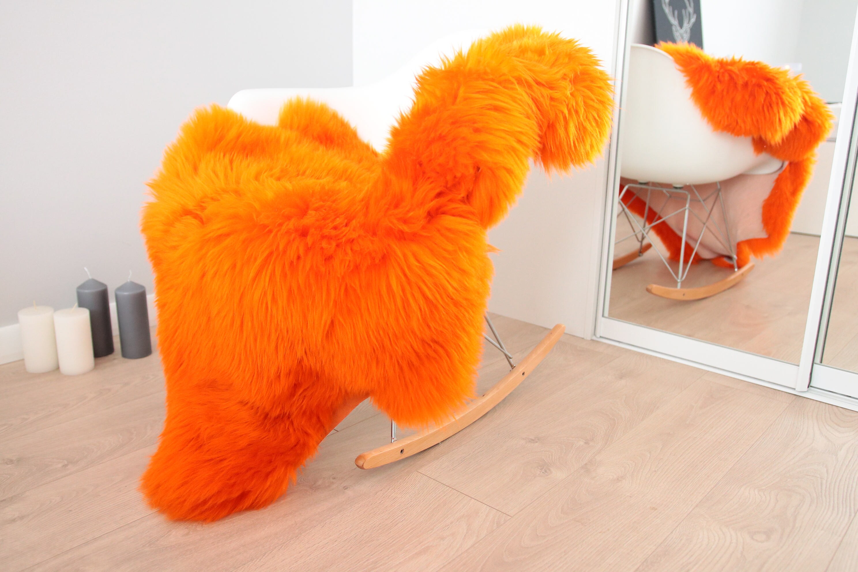 Genuine Natural Orange Sheepskin Rug Sheepskin Throw Scandinavian Style