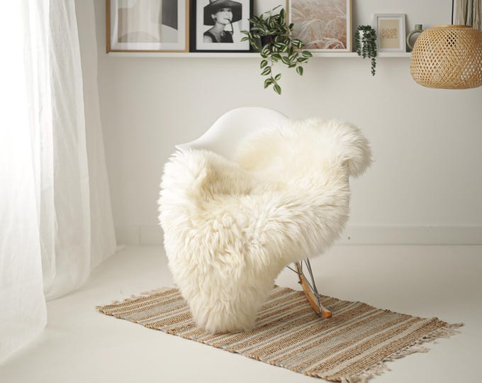 Real Sheepskin Rug Shaggy Rug Chair Cover Scandinavian Home Sheepskin Throw Sheep Skin Ivory Sheepskin Home Decor Rugs #Mher103
