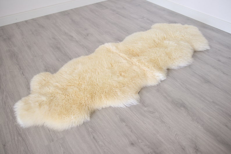 Genuine Natural creamy white Sheepskin Rug, Pelt, Giant Sheepskin throw Octo Deca image 4